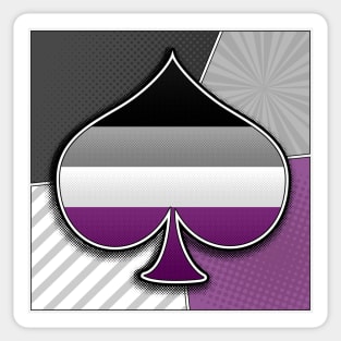 Halftone Asexual Pride Ace Symbol with Flag Background Sticker